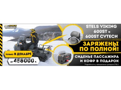 При покупке снегохода STELS VIKING сиденье пассажира и кофр в подарок!